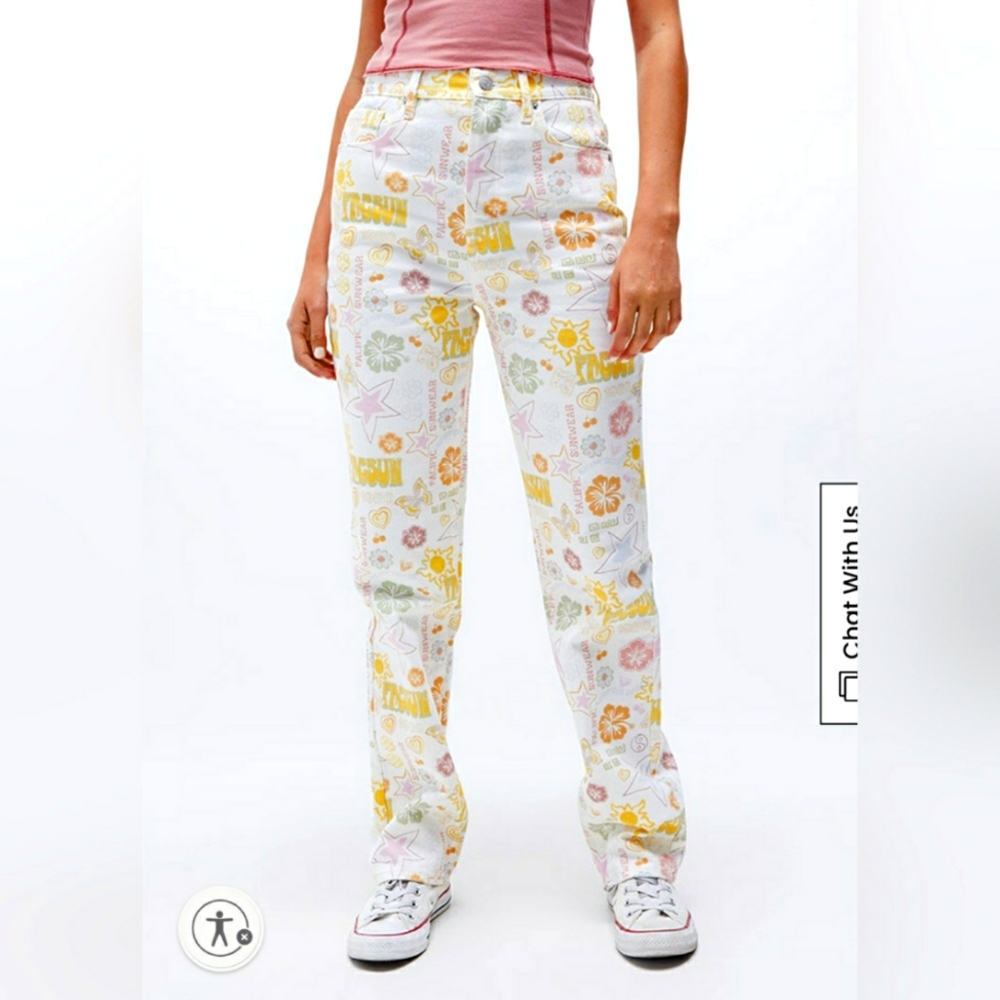 NWT PacSun Mixed Pacific Sunwear Print Dad Jean in Size 25